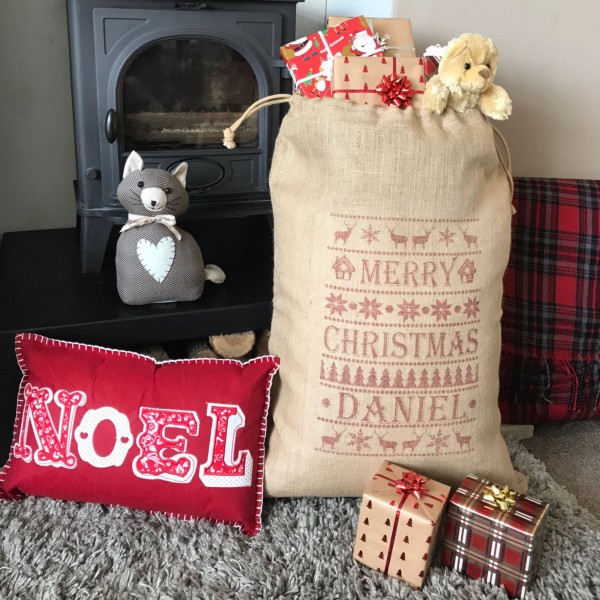 Personalised JUTE SANTA SACK (Daniel Design)